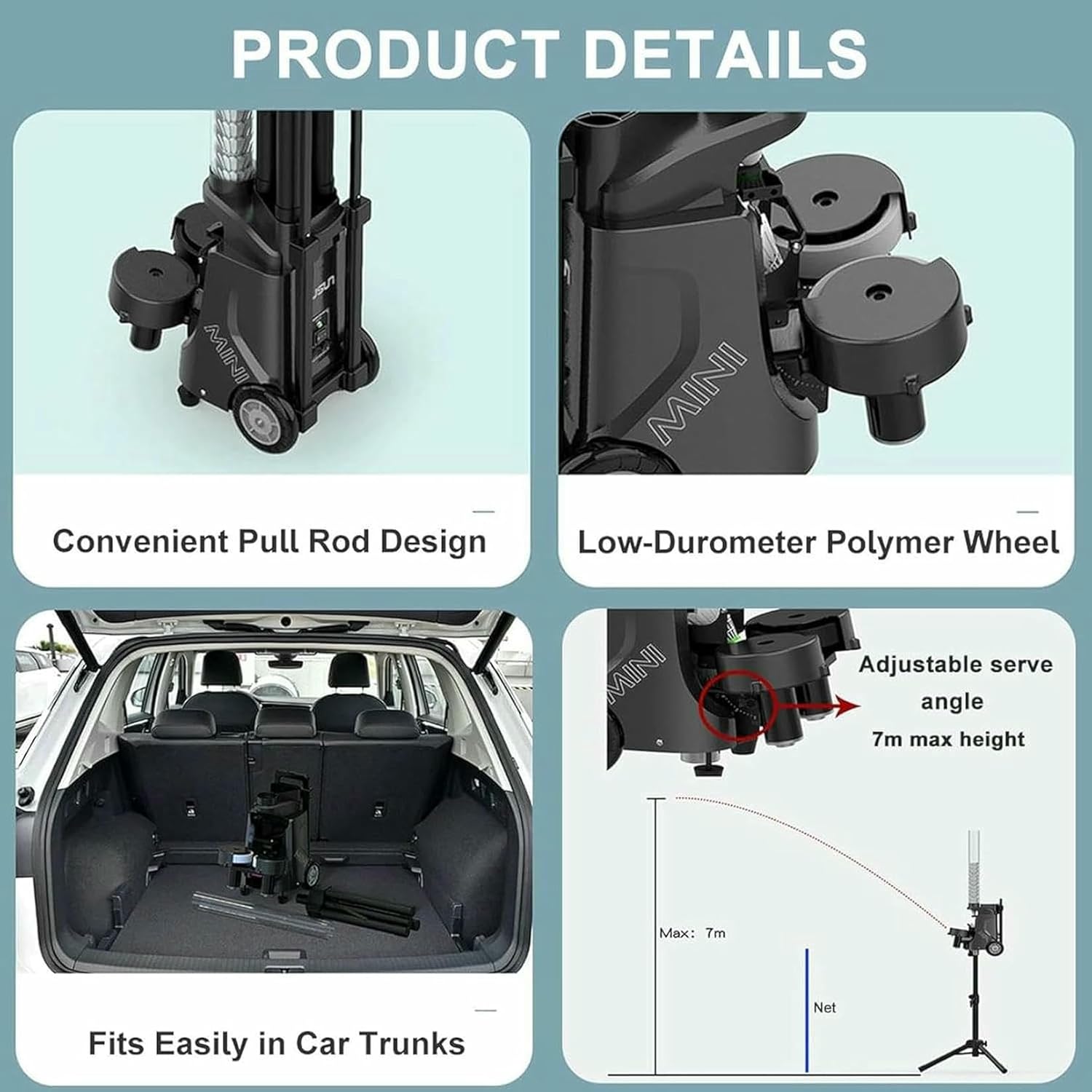 Adjustable Angle, Badminton Serving Machine, Portable Badminton Ball Launcher, Automatic Badminton Ball Machine, Fixed Point Serving, 50+ Ball Capacity