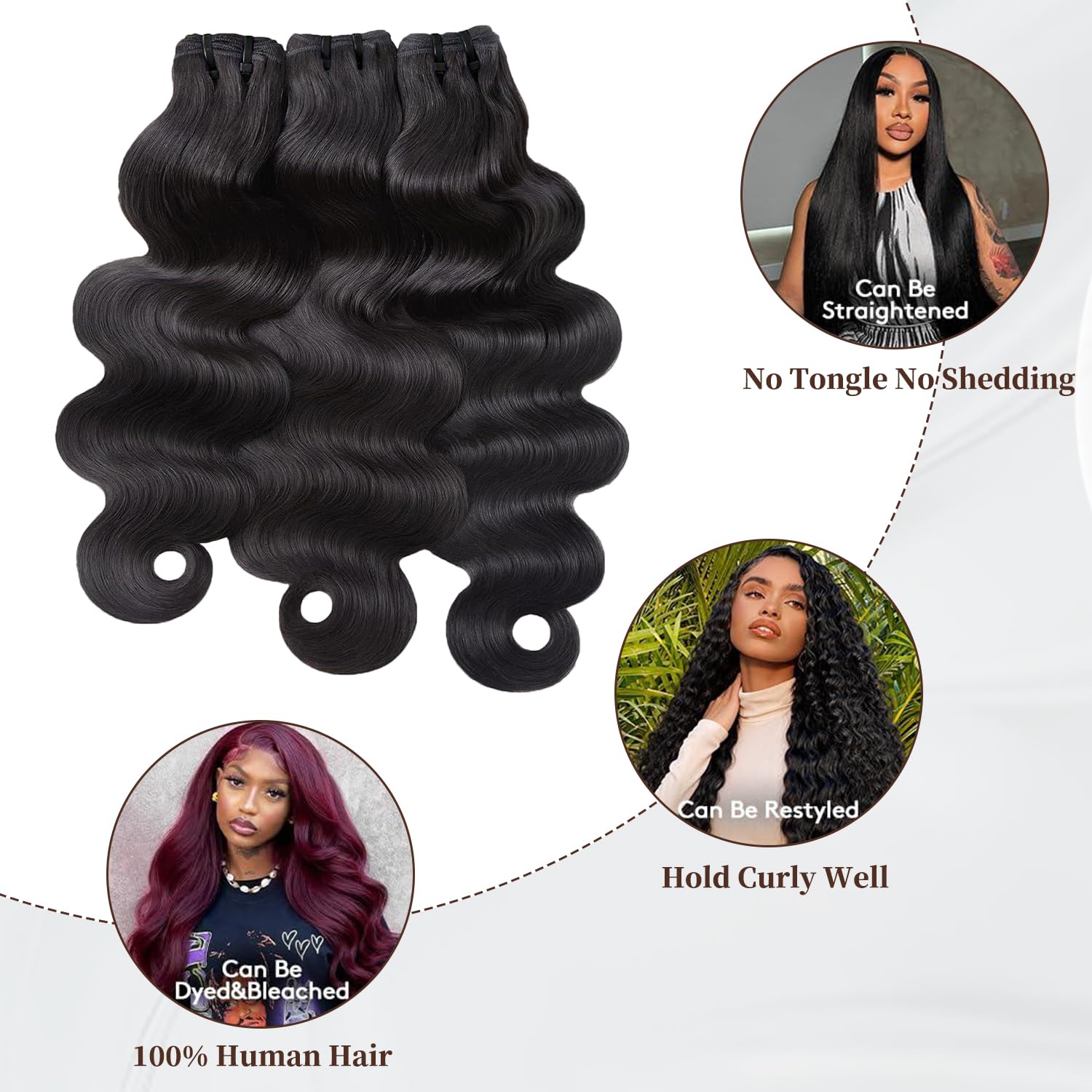 17A Raw Body Wave Bundles Human Hair, 100% Unprocessed Virgin Remy Hair, Double Wefts, Silky Soft Glossy, Triple Lifespan, Natural Black 12 14 16 Inch
