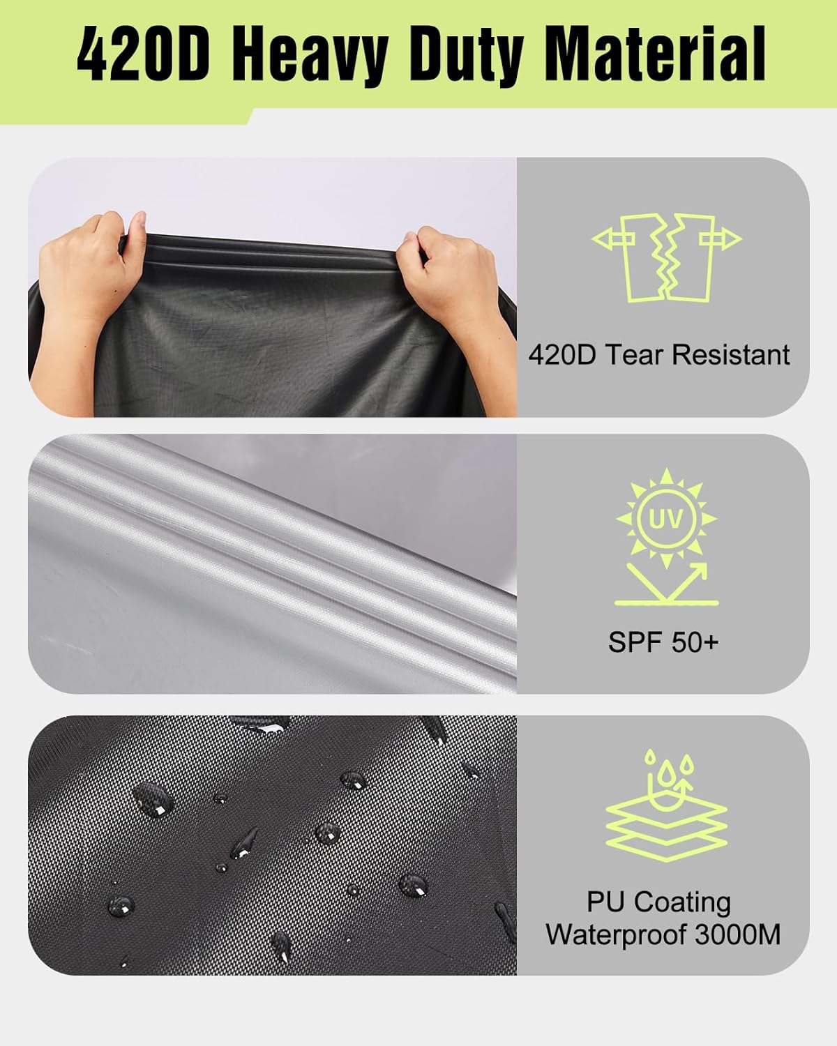 Zacro 420D Motorcycle Cover - Waterproof Outdoor Protection for All Seasons, Tear Proof with Reflective Strips & Lock Hole | Fits Moped Cover and Motorcycles Up to 96"" - Image 4