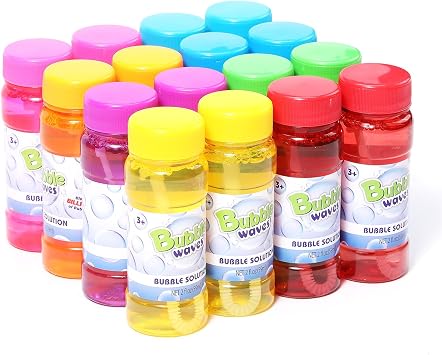 novelinks Mini Bubble Bottle Bulk, Bubble Wand Set for Kids, Colorful Bottle of Bubble Solution, Novelty Summer Toy for Toddlers, Birthday Bubble Themen Party Favor Toy 16 Pack 2oz