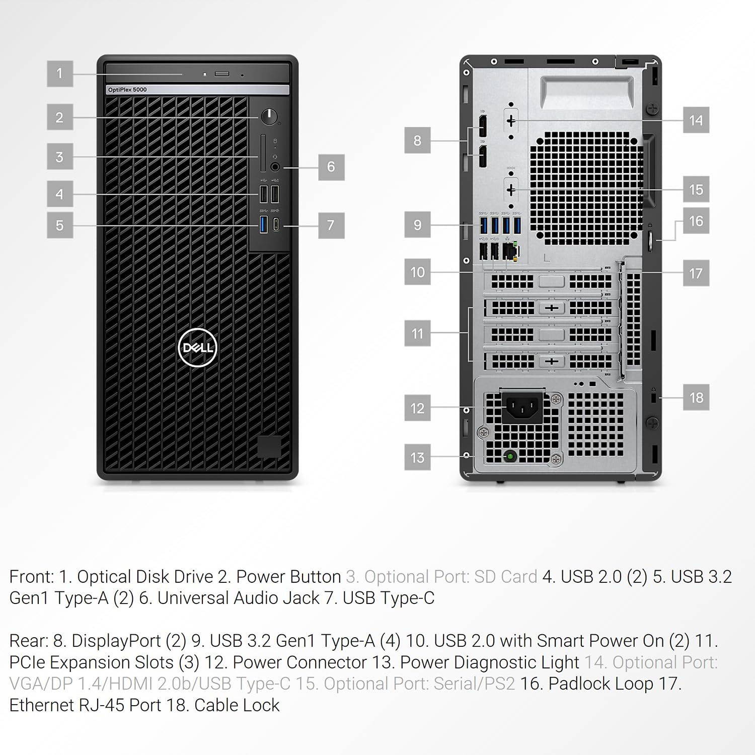 DELL OptiPlex 5000 Series Business Tower Desktop, 12th Gen