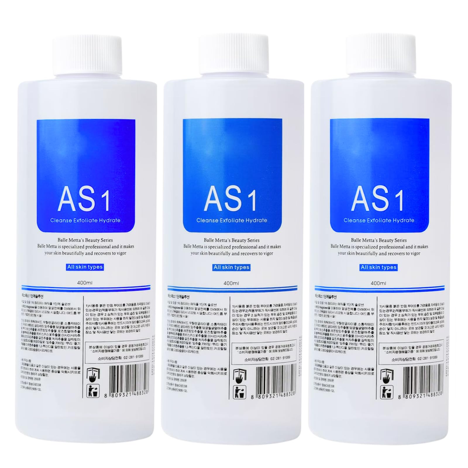 AS1 Hydro Facial Serum Peeling Solution, 3 x 400ml