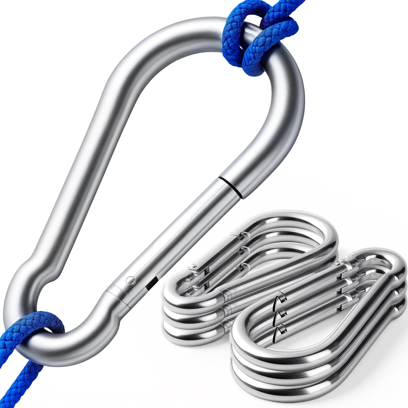 Heavy Duty Carabiners M8 5/16' Spring Snap 3Inch Zinc-Galvanized Steel Carabiner Clips Chain Quick Links Safety Connector for Hammock Swing Fitness Gym Outdoor Supplies Boating