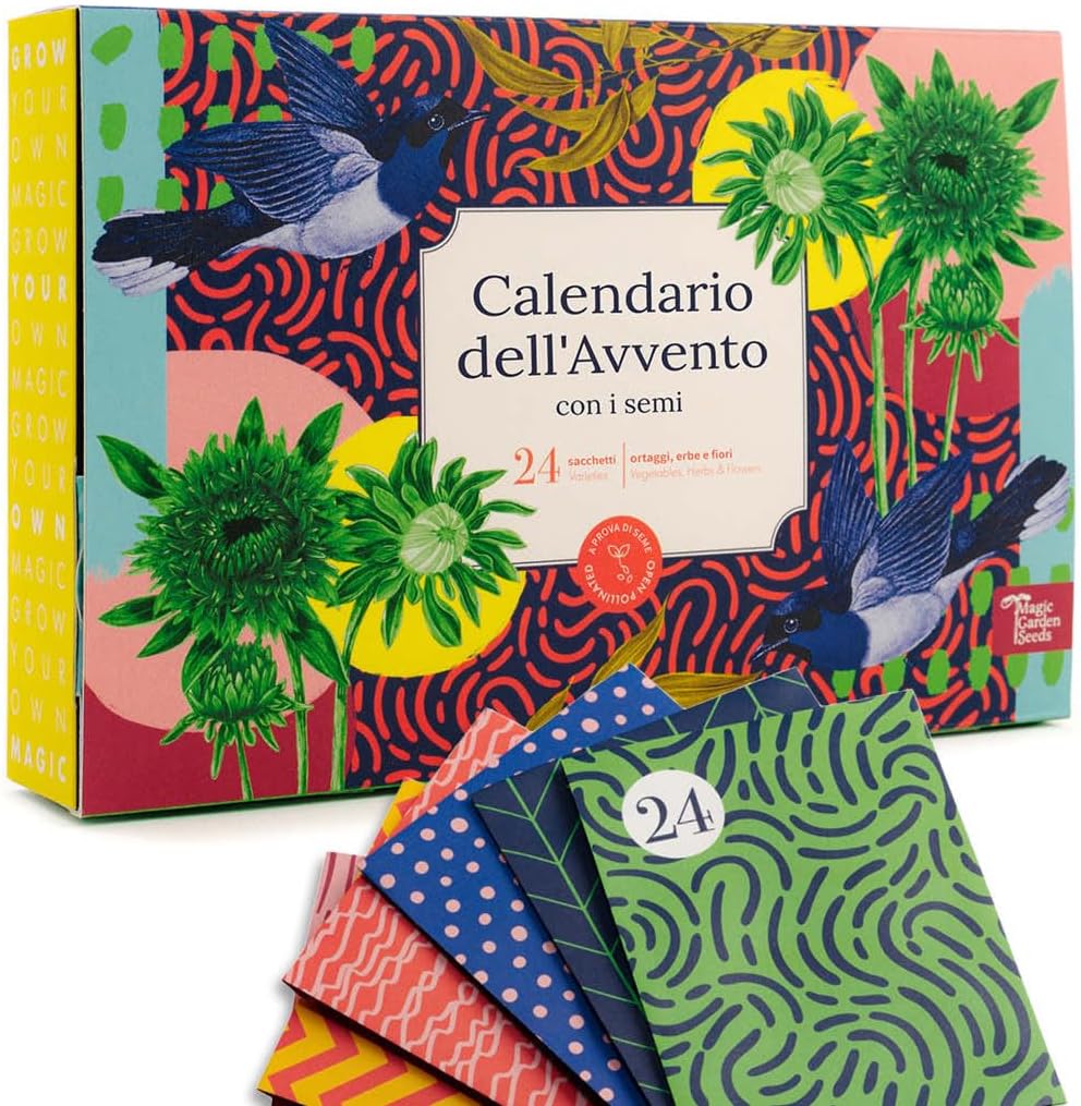 Advent Calendar with Vegetable, Herb and Flower Seeds - 24 Bags of Seeds for the Garden, Raised Garden or Balcony - The Perfect Gift for Gardening Enthusiasts