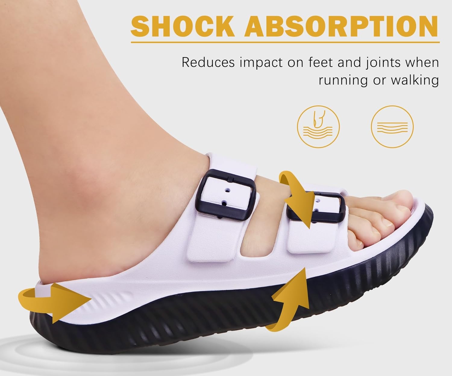 KuaiLu Womens Recovery Sandals With Comfortable Plantar Fasciitis Arch Support, Orthotic Adjustable Thick Cushion Sport Slides Reduces Stress on Feet, Joints & Back Post-Exercise