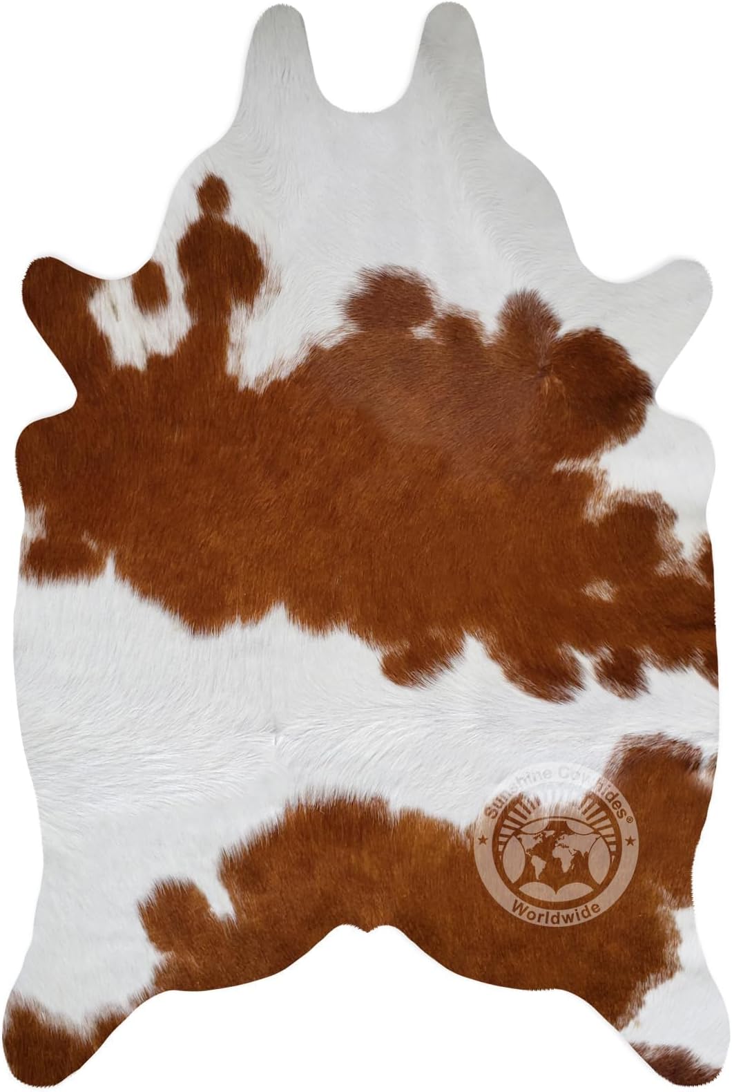 Sunshine Cowhides Genuine Calfskin Hereford Calf Hide Cow Skin Rug Leather Area Rug 3 x 3 ft.