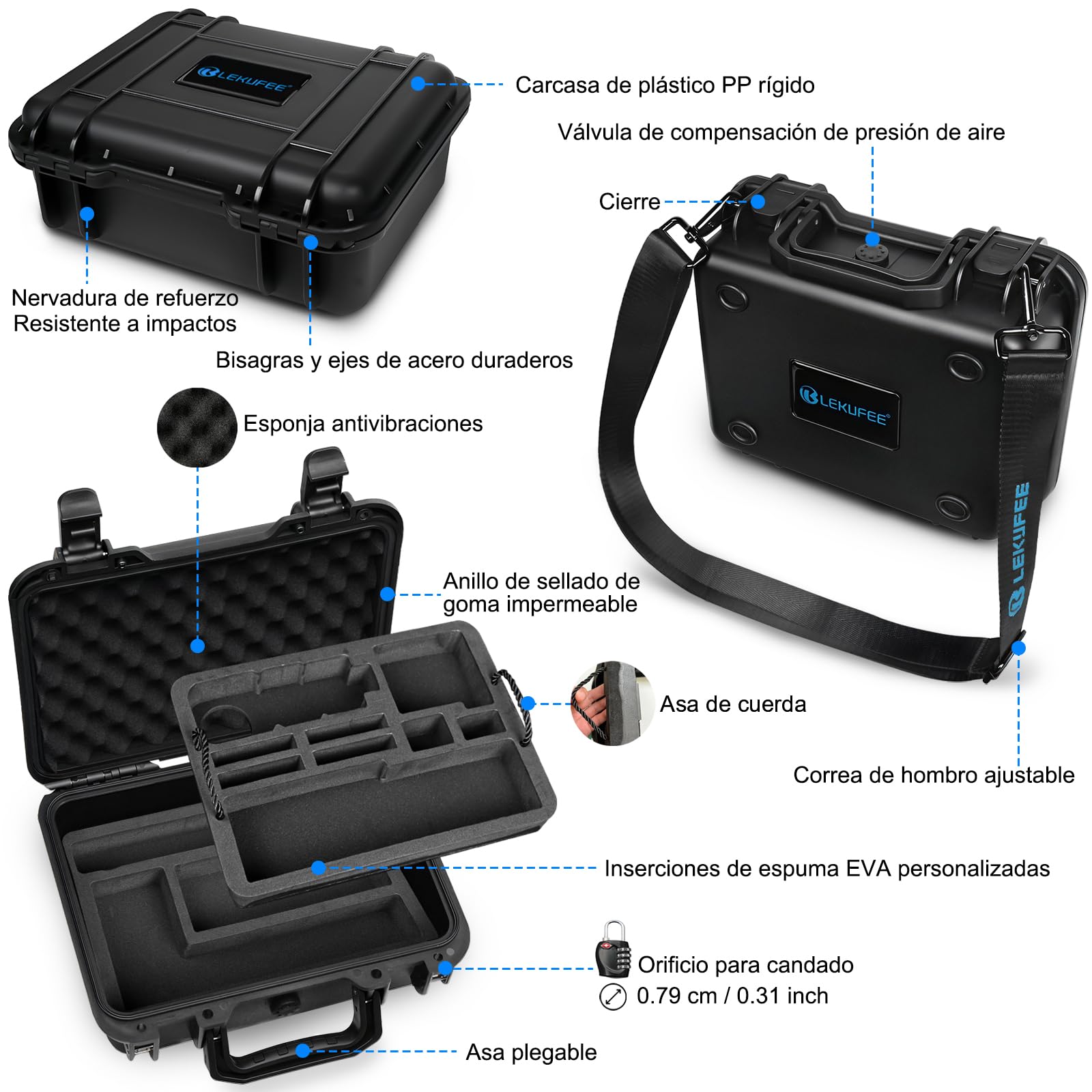 LEKUFEE Estuche de Transporte Impermeable para Insta360 X5,Insta360 X4 Air,Insta360 X4 / X3 Cámara de Acción y Accesorios (Solo Estuches)