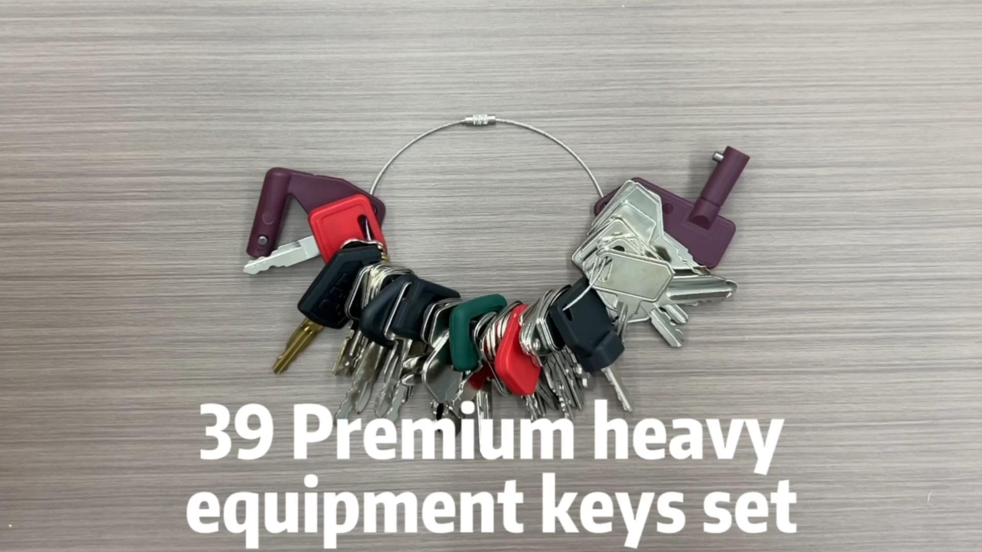 Image of 39 Heavy Equipment Keys Master Set, Construction Machine Operator Ignition Key Set for Caterpillar Bobcat JD Case JLG JCB Volvo Hyster Ford New Holland Yanmar Takeuchi Kubota Komatsu Toyota Hitachi