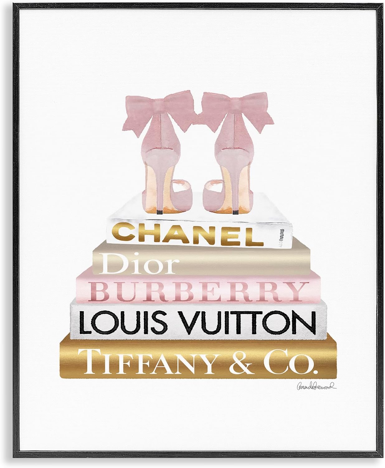 Glam Heels Bookstack Fashion, 16 x 20 Inch Framed Giclée Print