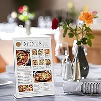 Vista 6 de Laerjin Acrylic Sign Holder 8.5 x 11 - 10 Pack Clear Slanted L-Shaped Display Stand, Flyer & Menu Frame, Side Loading Paper Signage Holder - Office