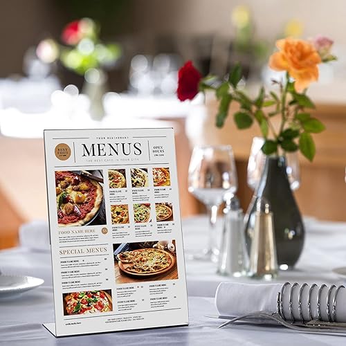 Miniatura 6 de Laerjin Acrylic Sign Holder 8.5 x 11 - 10 Pack Clear Slanted L-Shaped Display Stand, Flyer & Menu Frame, Side Loading Paper Signage Holder - Office