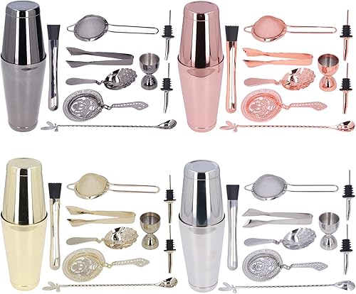 Miniatura 9 de BestAlice Juego de coctelera de 11 piezas, kit profesional de coctelería boston, juego de mezclador de bebidas de acero inoxidable, herramienta de