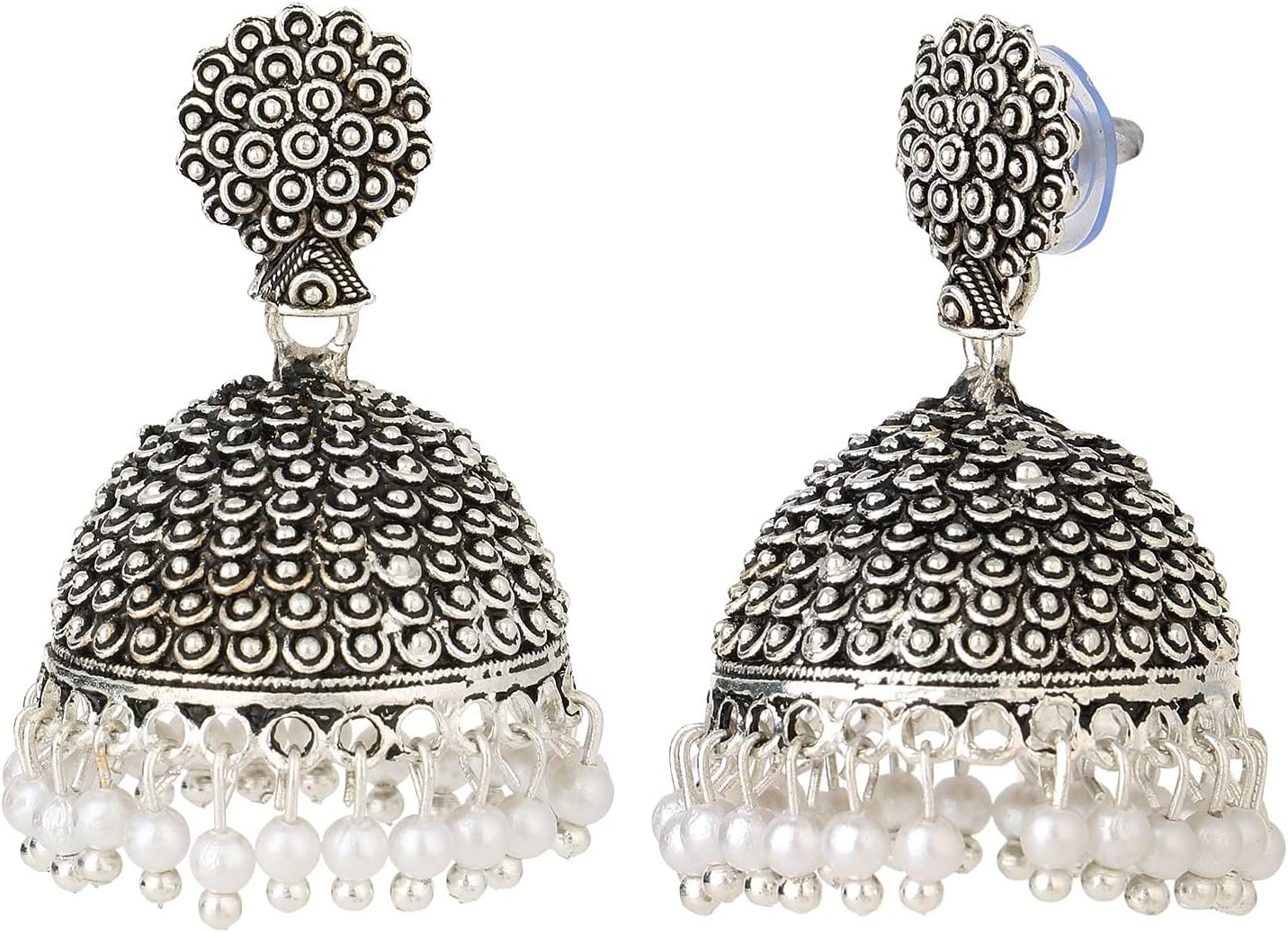 Efulgenz Oxidized Jhumka Earrings for Women Indian Earrings Boho Oxidized Traditional Temple Jhumka Jhumki Earrings for Women Indian Oxidized Jewelry
