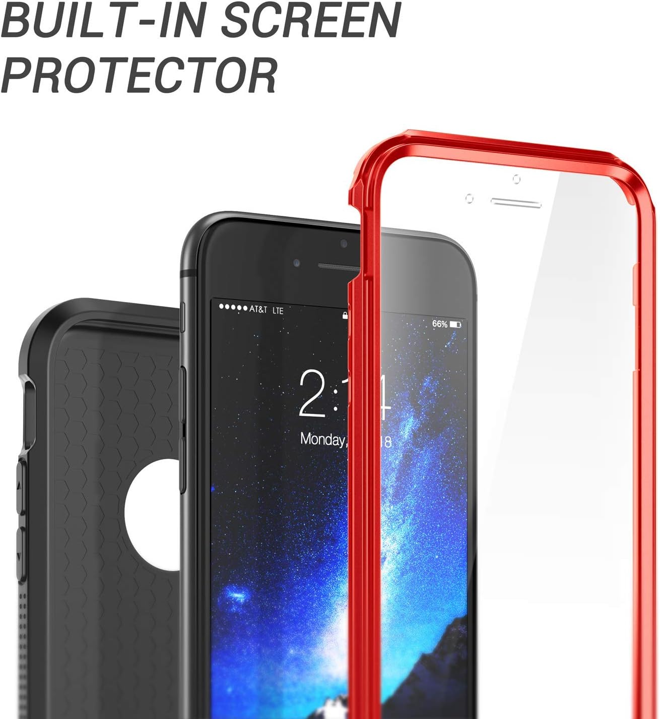 YOUMAKER Designed for iPhone 8 Case & iPhone 7 Case, Full Body Rugged with Built-in Screen Protector Heavy Duty Protection Slim Fit Shockproof Cover for iPhone 8 4.7 Inch - Red