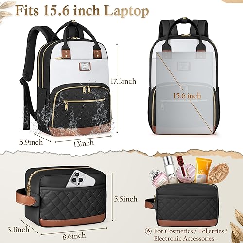 Miniatura 5 de IGOLUMON Mochila para mujer, mochila para laptop de 15.6 pulgadas, mochila de trabajo y negocios, mochila impermeable para la universidad, Negro -