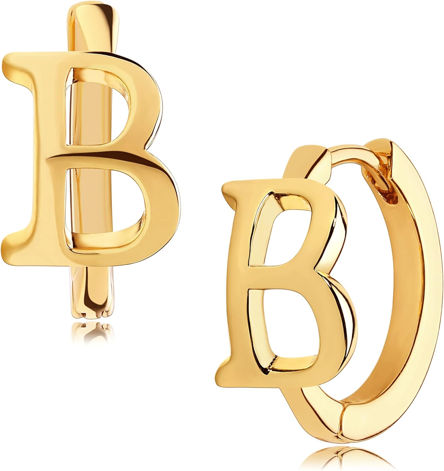 LOYATA Initial Huggie Hoop Earrings Gold Letter Sleeper 14K Gold Filled Earrings Simple Hypoallergenic Personalized Jewelry Gift for Women - 26 Letters