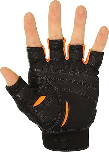 Miniatura 2 de BIONIC Guantes sin dedos de entrenamiento cruzado para hombre con tecnología de ajuste natural, grisnaranja (par)