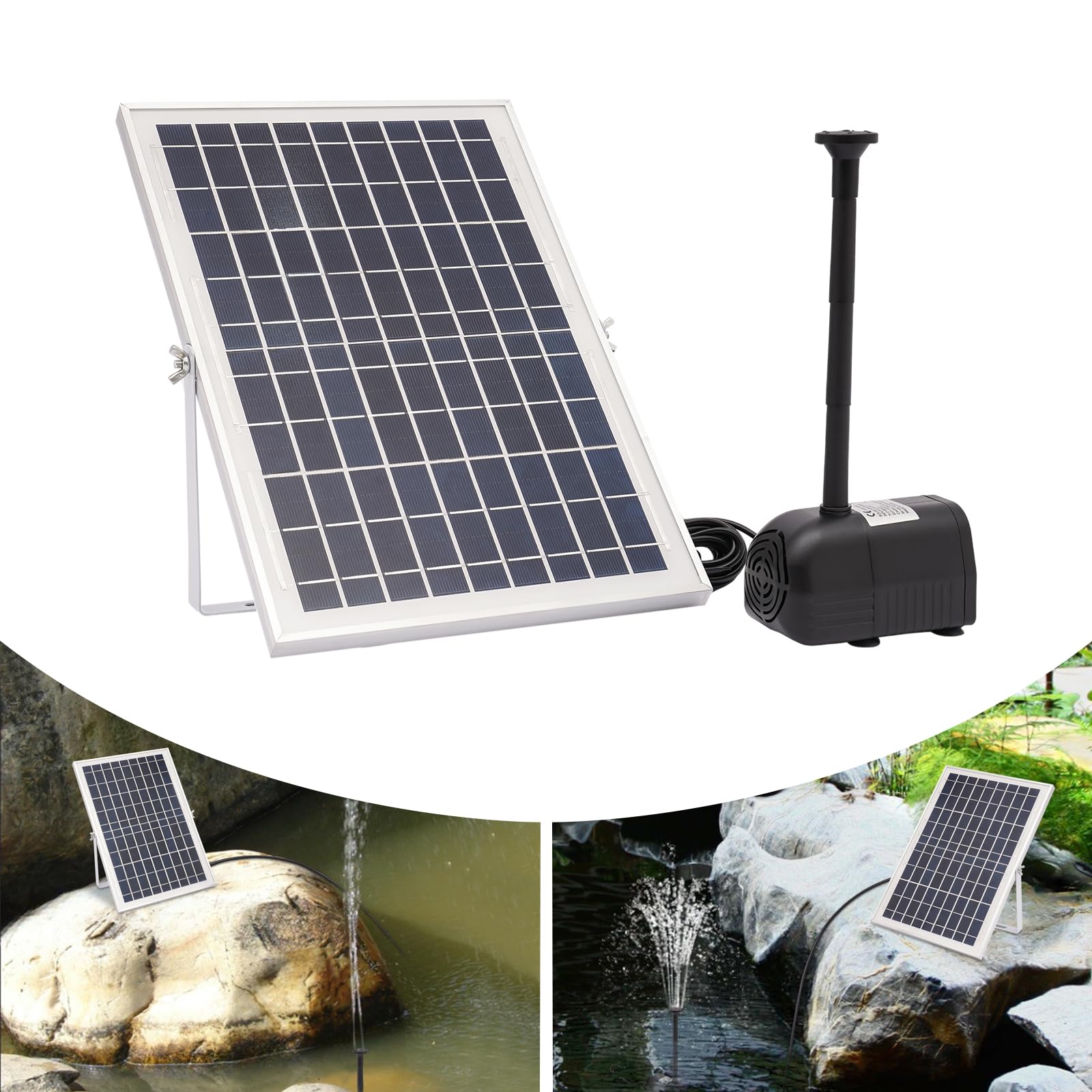 Fontana solare da 10 W, pompa solare per laghetto, pompa dell'acqua solare per esterni, giardino, stagno, contenitore per pesce, gioco d'acqua fai da te, IP68, max. altezza 1,5 m