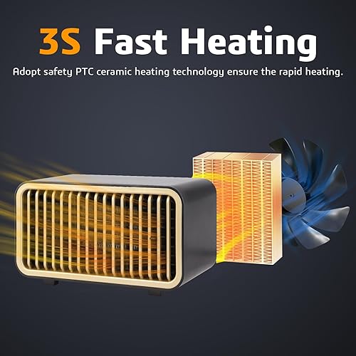 Miniatura 3 de Calentador de espacio portátil, calentador eléctrico YOUCIDI de 550 W900 W, dos modos, eficiencia energética, seguro y silencioso, calentador de
