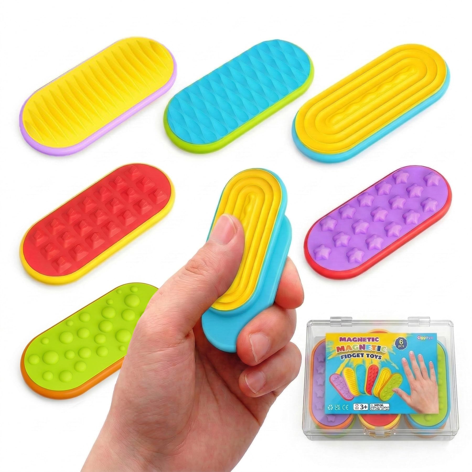 Magnetische Fidget Toys Slider 6er Set mit Aufbewahrungsbox – Leises Sensorik Spielzeug mit Gleitfunktion, kompakt & ordentlich verstaut, ruhige Handbeschäftigung für Alltag, Büro & Schule