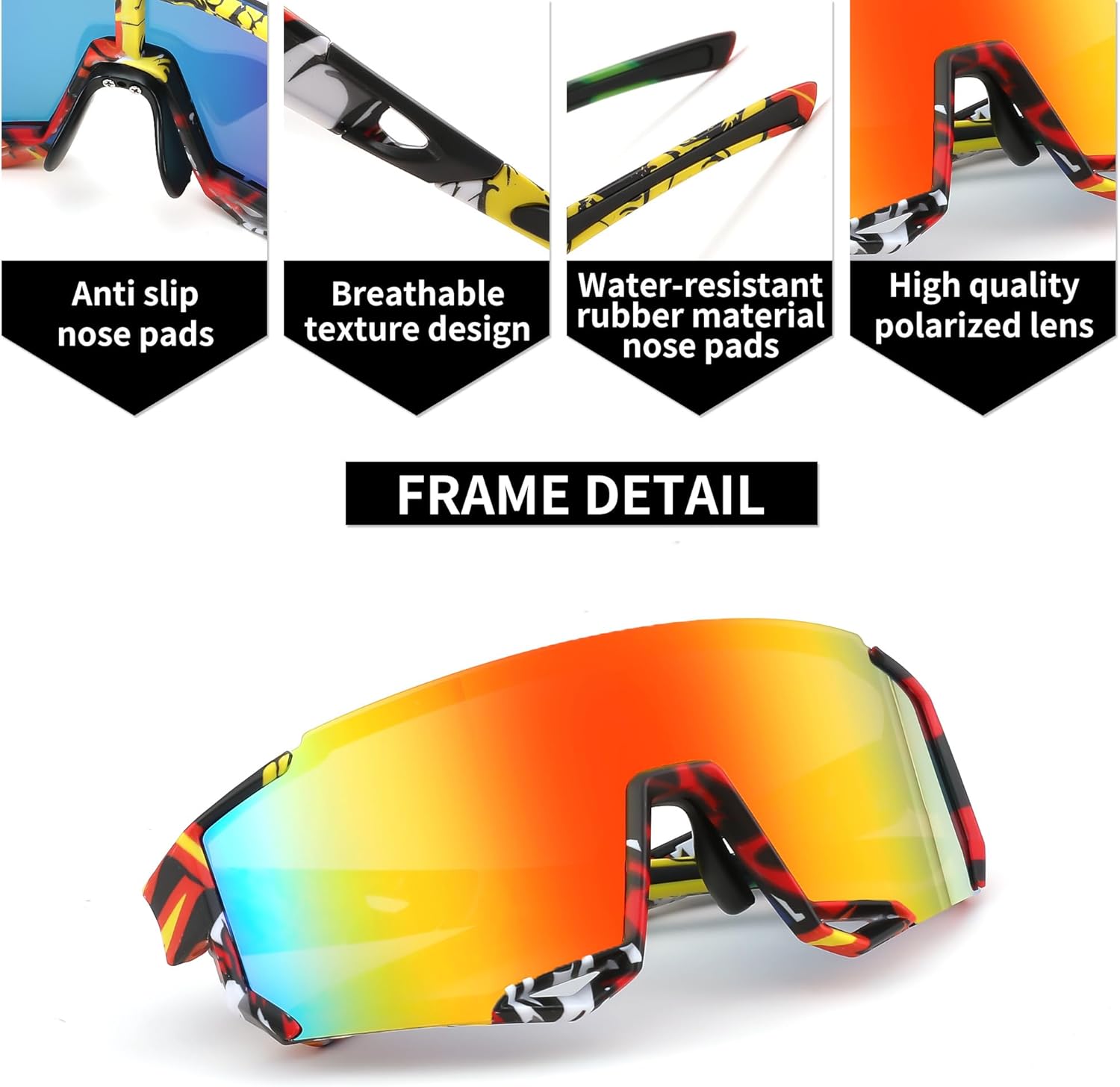 FEISEDY Sports Sunglasses for Men Women Cycling Running Fishing Shades Sun Glasses B0130 - Image 5