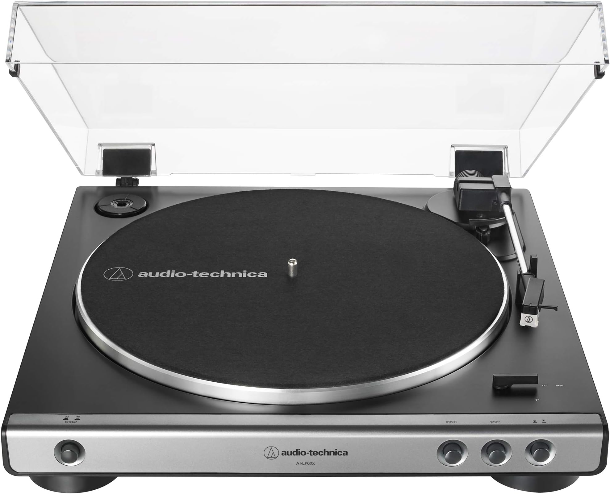 Audio-Technica AT-LP60X-GM Fully Automatic Belt-Drive Stereo Turntable, Gunmetal/Black, Hi-Fidelity, Plays 33-1/3 and 45 RPM Vinyl Records, Dust Cover, Anti-Resonance, Die-Cast Aluminum Platter