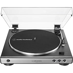 Audio-Technica At-LP60X-BW Fully Automatic Belt-Drive Stereo Turntable, Hi-Fi, 2 Speed, Dust Cover, Anti-Resonance, Die-Cast Aluminum Platter Brown