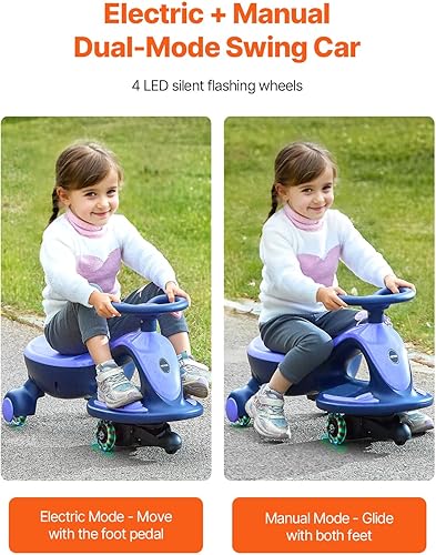 Miniatura 2 de VEVOR Coche eléctrico Wiggle, carga de 150 libras, Wiggle Scooter con batería recargable y Bluetooth, auto oscilante 2 en 1 con ruedas LED