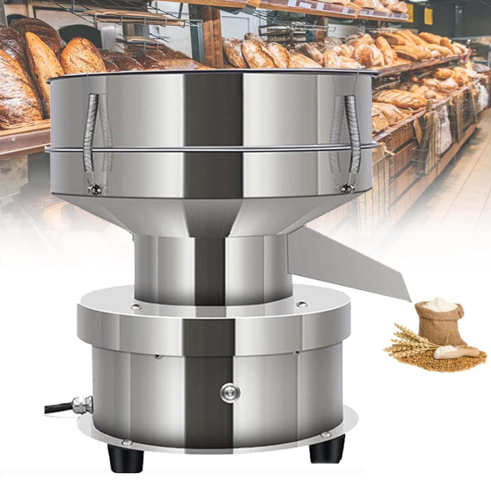 Tamiz vibratorio de Acero Inoxidable de Malla 60, tamiz eléctrico para harina, Capacidad de procesamiento de 3 a 5 kg/h, tamiz eléctrico para harina, agitador automático de tamices 15cm