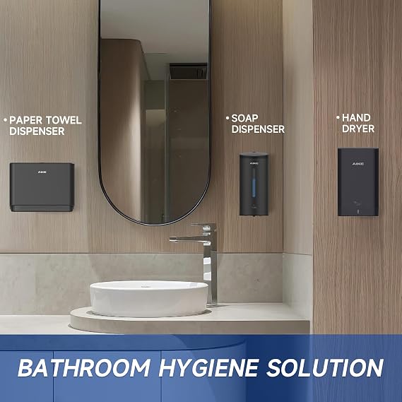 AIKE Hand Dryer and Paper Towel Dispenser Combination, Model AK2822 & AK5101 Black