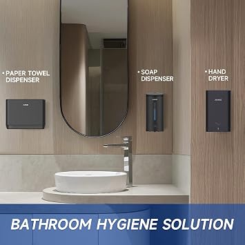 AIKE Hand Dryer and Paper Towel Dispenser Combination, Model AK2822 & AK5101 Black