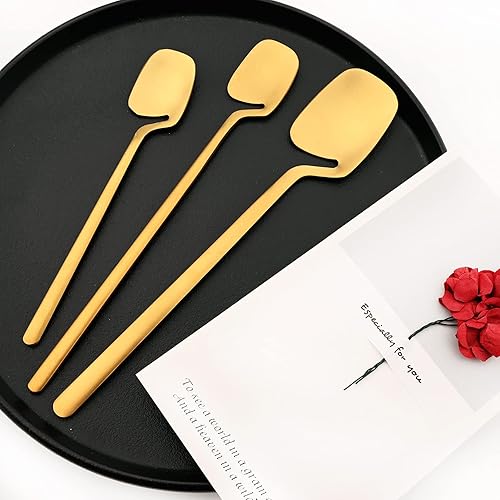 Miniatura 9 de Snplowum Juego de cubiertos de acero inoxidable 1810 de 24 piezas para colgar y único juego de cubiertos mate para cocina vajilla incluye