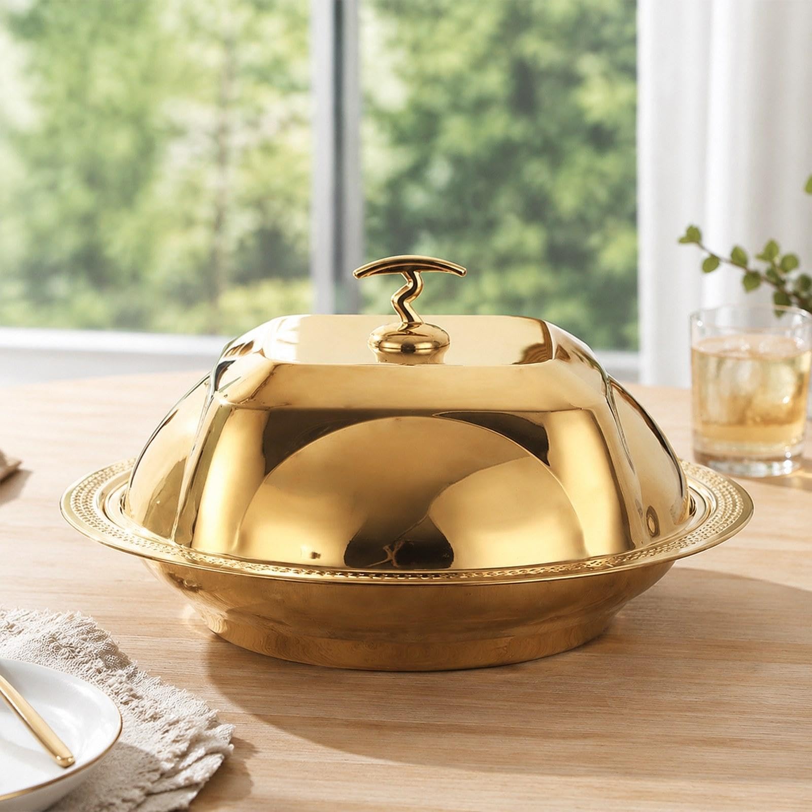 Coperchio a Cupola in Acciaio Inox per Alimenti, Piatto Da Portata, Coperchio per Cottura a Vapore, Coperchio per Dessert, Ideale per Feste E Ristoran, 40 Cm