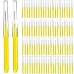 Patelai 100 Pieces Braces Brush for Cleaner Interdental Brush Toothpick Dental Tooth Flossing Head Oral Dental Hygiene Flosser Toothpick Cleaners Tooth Tool(Yellow,Portable Size)