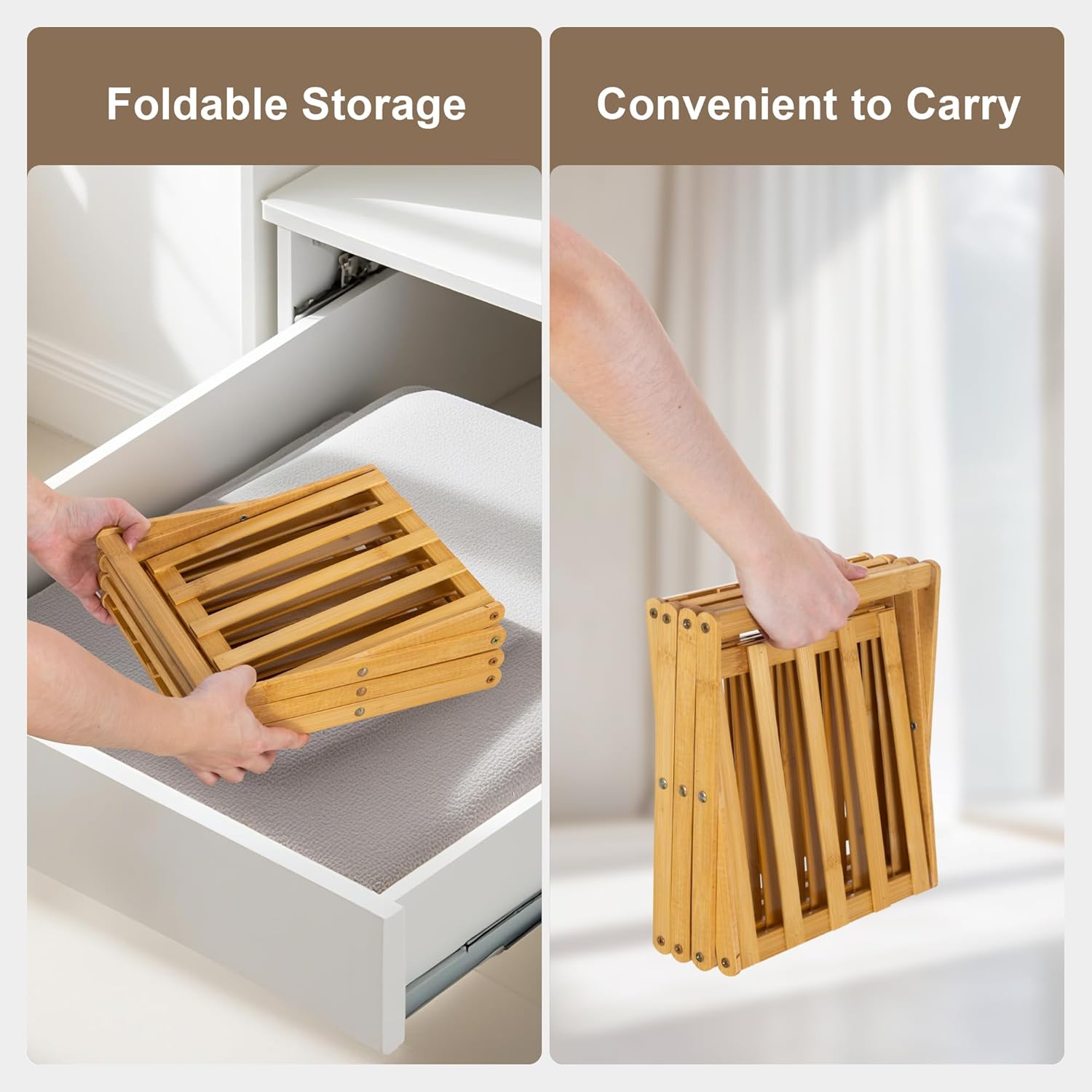 4-Tier Bamboo Small Shoe Rack Compact Foldable Free Standing Shoes Organizer for Front Door Entrance Garage Corridor Entryway and Living Room, Narrow Space-Saving Shoe Shelf, Natural