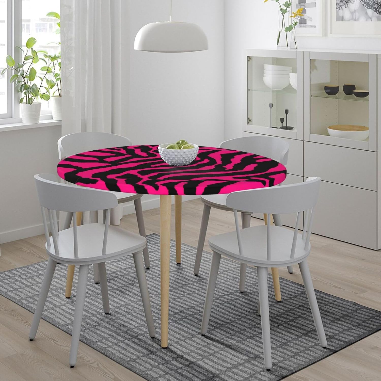 Zebra Tiger Leopard Red Print Outdoor Patio Kitchen Decor Supplies Wipeable Round Table Cloth for Indoor Outdoor