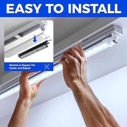 Vista 3 de Barrina Bombillas LED de 8 pies, 44 W, 5500 lm 6500 K, superbrillantes, tubo de luces LED T8 T10 T12, luces LED FA8 de un solo pin, cubierta