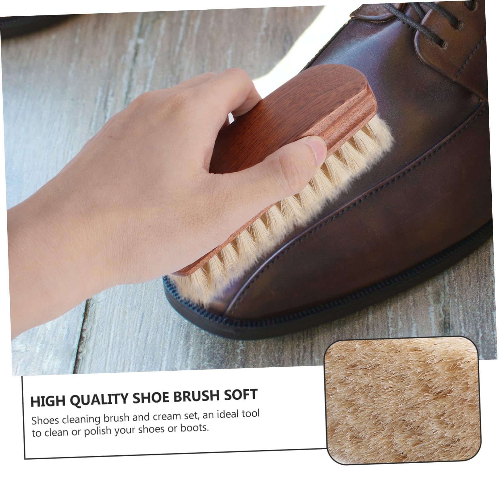 3 Piezas Cepillo De Zapatos Multifuncional Cabello De Caballo Abrigo Mango De Madera Lustrador De Zapatos Desempolvar Bambú