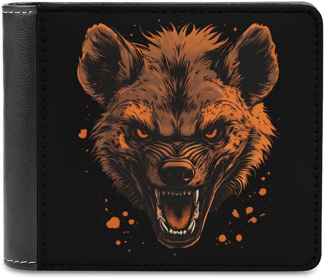 Angry Hyena Dog Mens Bifold Wallet Single-Sided Printed Slim 6 Card Holders Purse Leather Money Clip