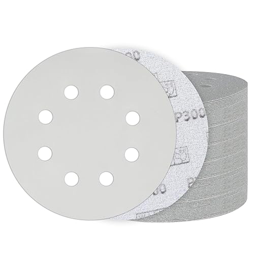 Miniatura 9 de 100 discos de lijado de gancho y bucle de 5 pulgadas, lijadora orbital húmeda y seca de 8 agujeros, papel de lija surtido de grano 80-5000, papel de