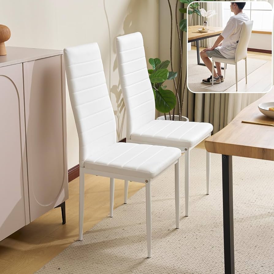 ダイニングチェア 2脚セット レザー ホワイト Amazon｜Simpolu ダイニングチェア 2脚セット レザーイス ダイニング