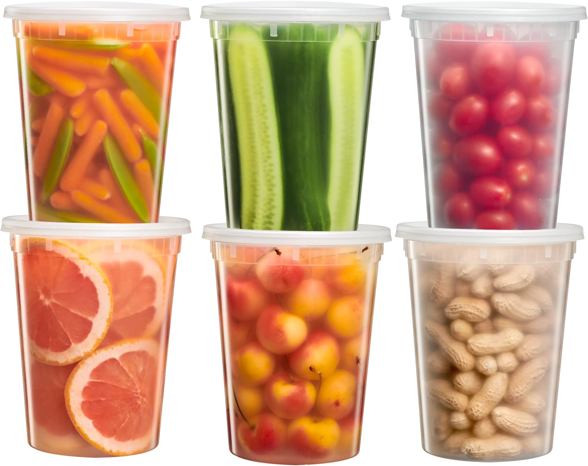 [24 Sets] 32 oz. Deli Food Storage Freezer Containers With Leak-proof Lids