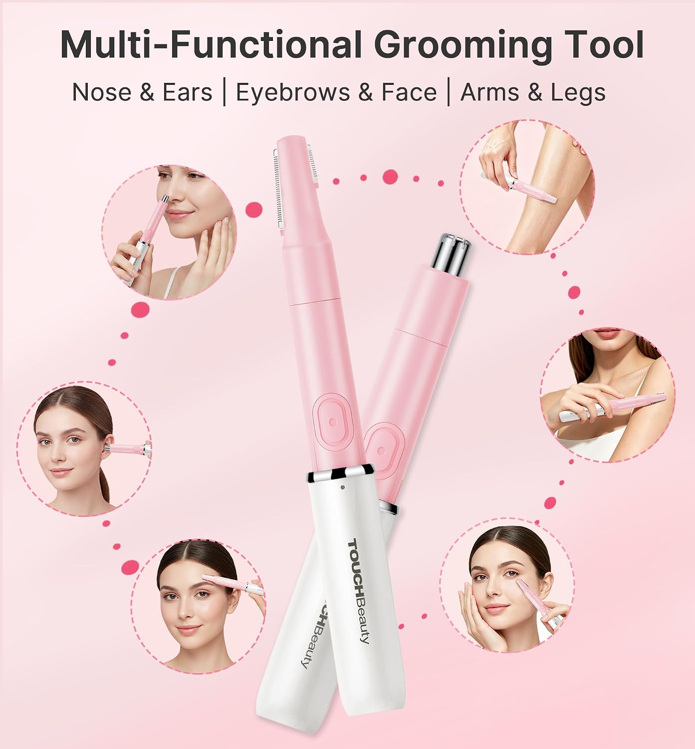 TOUCHBeauty Nose Hair Trimmer for Women, Eyebrow Shaper & Face Hair Remover