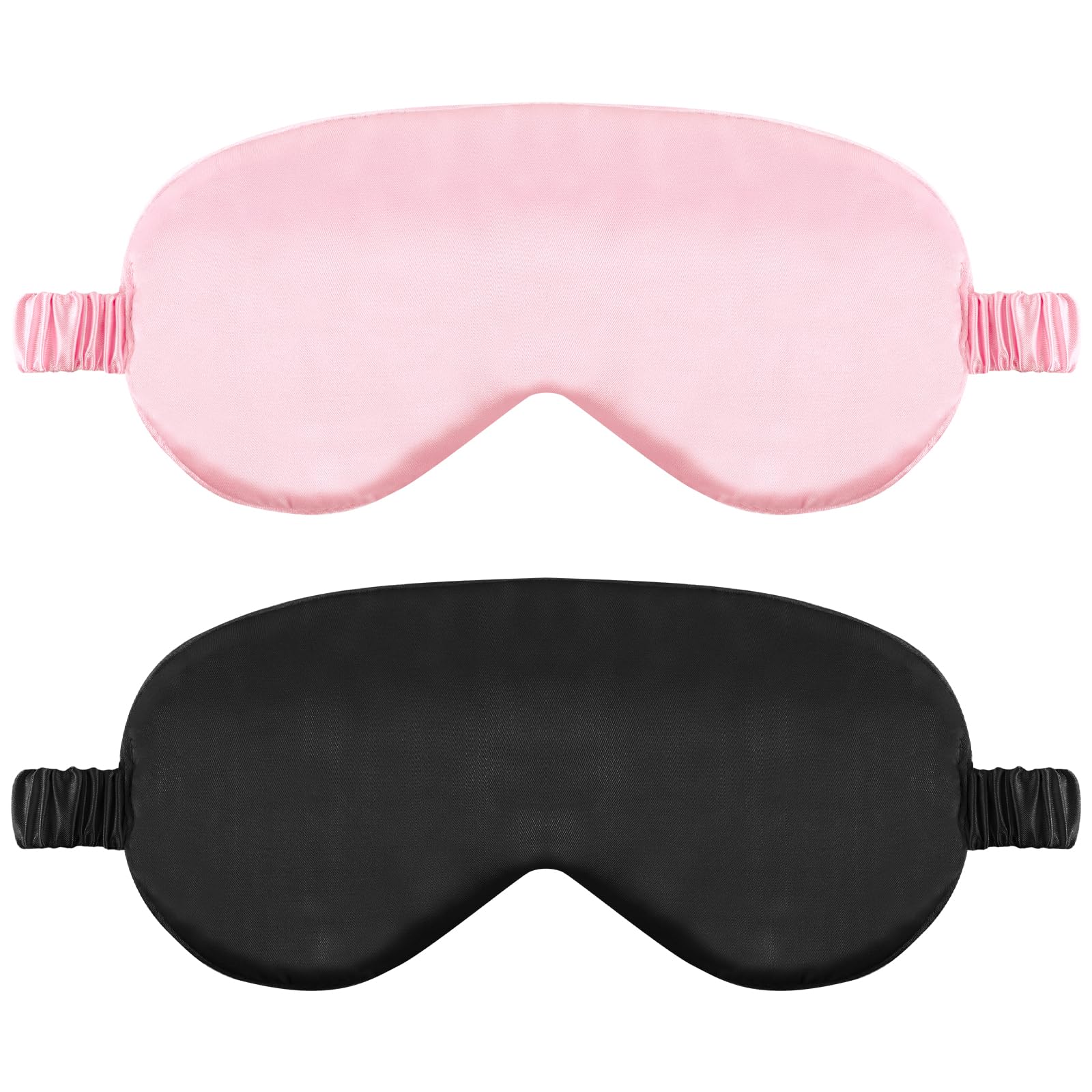 2 Maschere Per Dormire In Seta, Con Custodia, Blackout Totale, Morbide E Anatomiche, Uomo Donna, Colore Nero