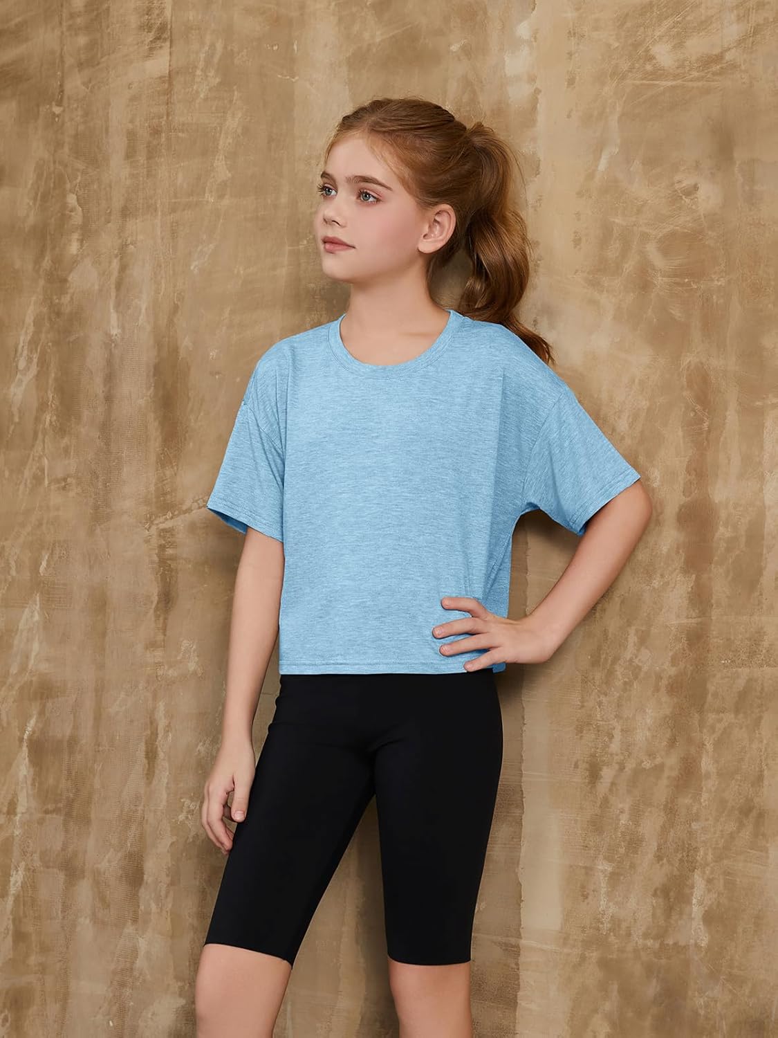 ZDC Girls Short Sleeve Crop Tops Kids Casual Crewneck T-Shirts Basic Tees 5-14 Years - Image 4