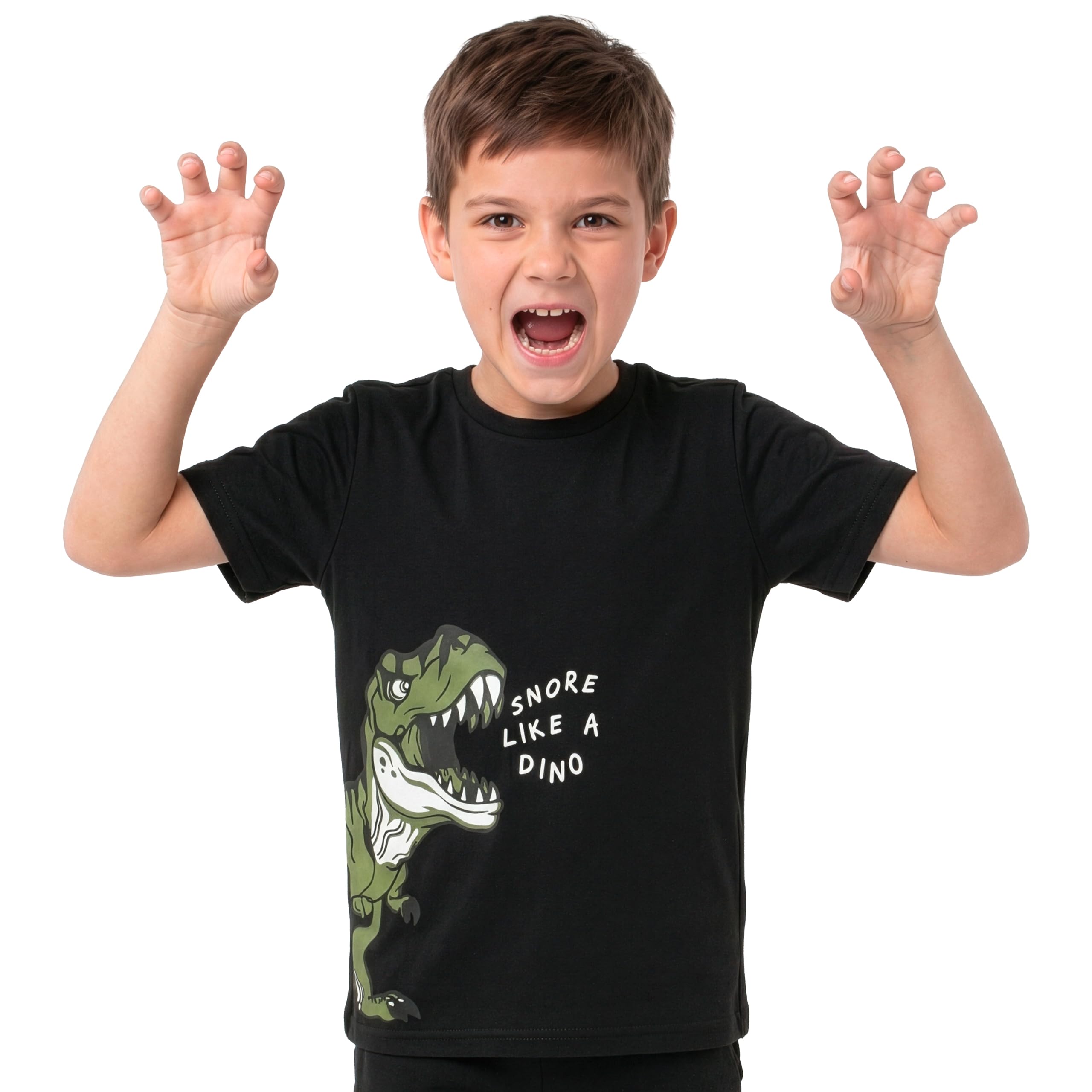 Harry Bear Pyjama Kinder, Schlafanzug Kinder Jungen Multipack, Dino & Camo Schlafanzug Kurzarm Sets