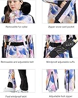 Vista 10 de GSOU SNOW Traje de esquí para mujer, traje de nieve de una pieza, para snowboard, delgado, aislante, impermeable, resistente al viento