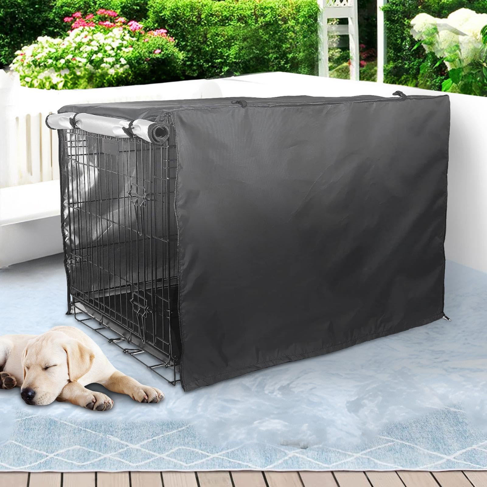 Pet Kennel Sun Shade - 107 x 72 x 77 cm Abdeckung für Hunde mit doppelter Tür | Winddichte Hundedecke für Drahtkisten, Abdeckungen für Hunde für schwere Diensthunde, Protezion