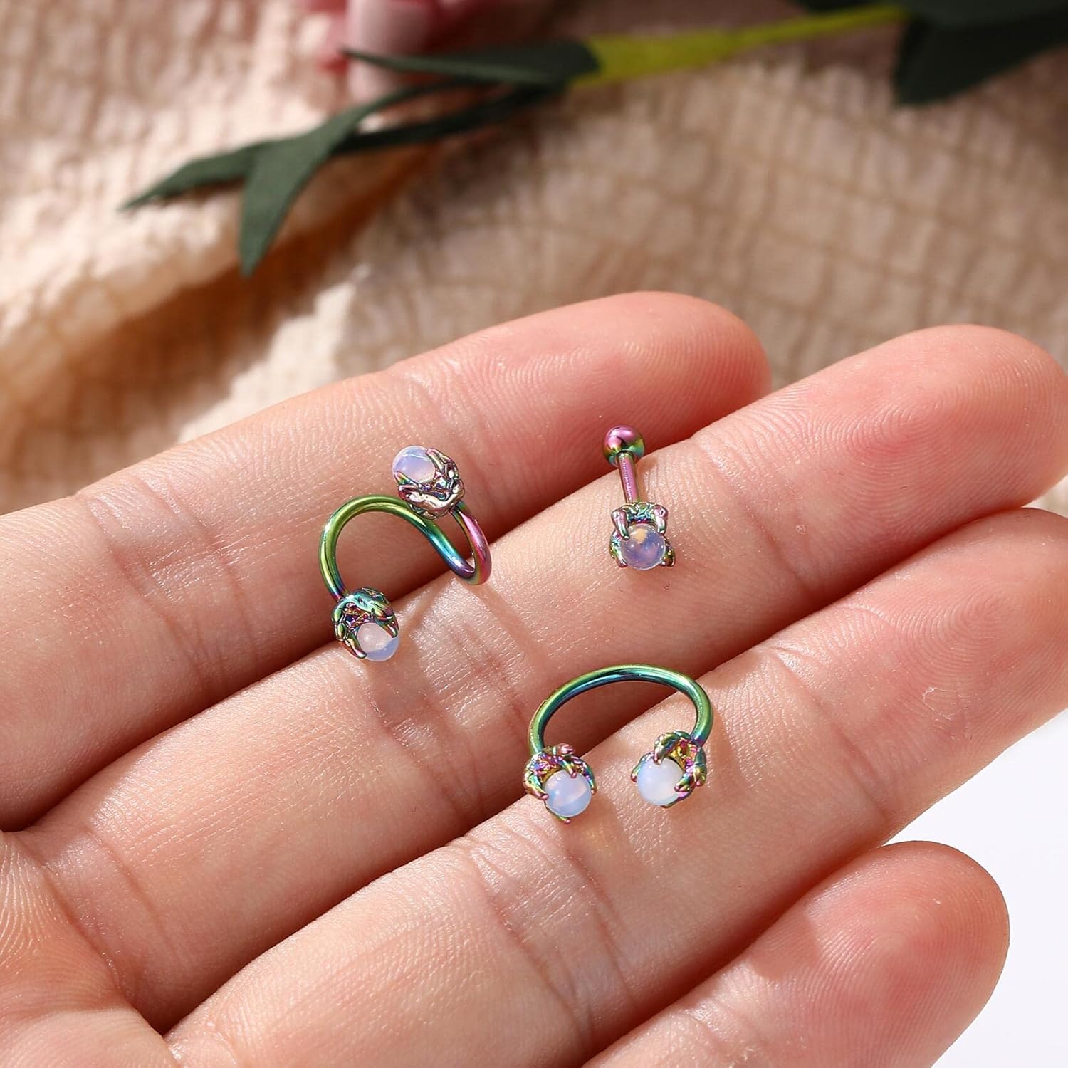 3Pcs Cartilage Earrings Set 316L Surgical Steel Stylish Dragon Claws Twist Helix Earring Mixed Earrings Women Ear Nose Septum Body Piercing Jewelry Gift - Image 3