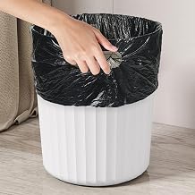 Plastic Trash Can with Lidless Design, Sturdy Household Waste Bin for Kitchen, Bathroom, Living Room, Pressure Ring for Stability, Available in White, Gray, Blue, 26x25x25cm